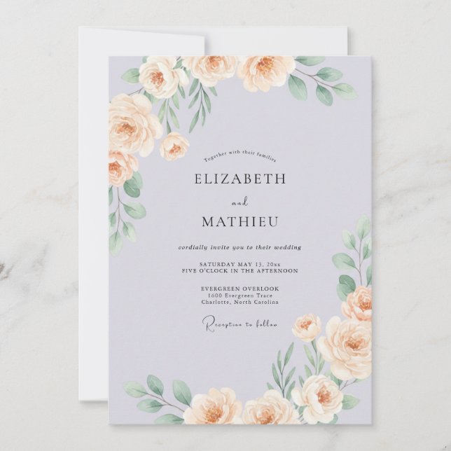 Invitación Boda Floral Refinada de Lavanda (Anverso)
