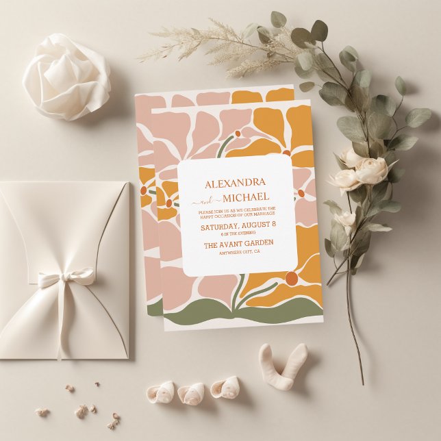 Invitación Boda Floral Retro Boho Chic (Subido por el creador)