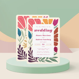 Invitación Boda floral retro colorido de la Moda Boho