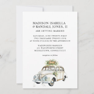 Invitación Boda floral retro de estilo