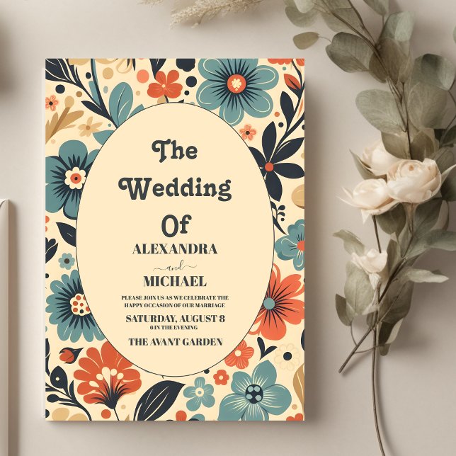 Invitación Boda Floral Retro Groovy Vintage  (Subido por el creador)