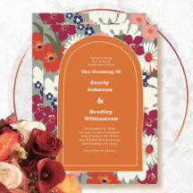 Boda Floral Retro Quemado Naranja Atrevido Boho