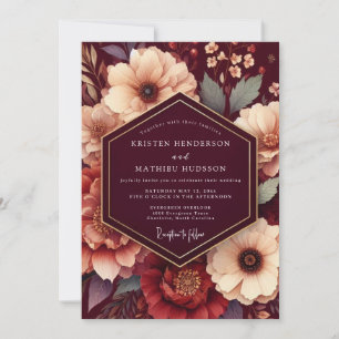 Invitación Boda floral rica granate