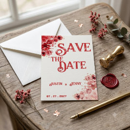 Invitación Boda floral roja romántica