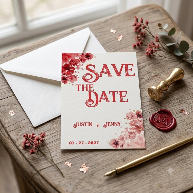 Invitación Boda floral roja romántica (Subido por el creador)