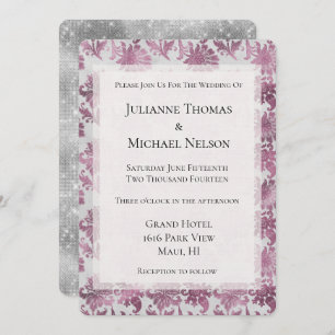 Invitación Boda floral rojizo de plata roja
