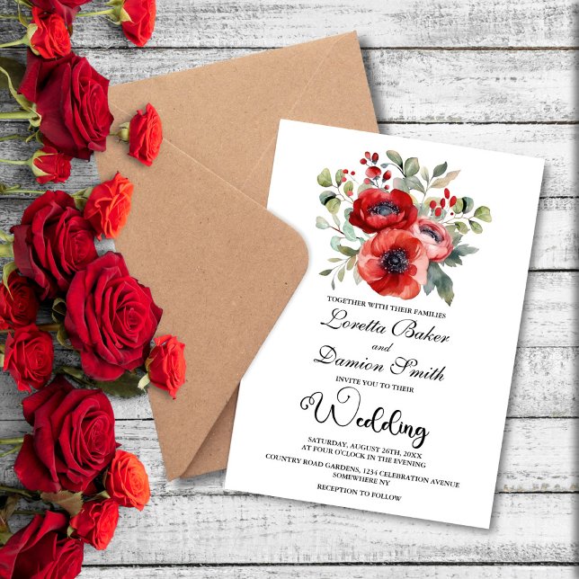 Invitación Boda Floral Rojo (Subido por el creador)