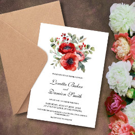 Invitación Boda Floral Rojo