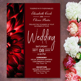 Invitación Boda floral rojo moderno