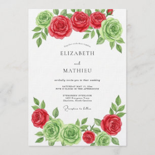 Invitación Boda Floral Rojo Verde en Flor