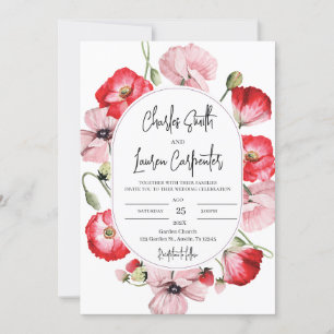 Invitación Boda floral rojo y rosa