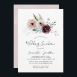Invitación Boda Floral Romance Luncheon<br><div class="desc">Esta boda romántica y florida invitación al almuerzo es perfecta para una elegante ducha nupcial. El moderno diseño rústico de boho cuenta con románticas flores acuáticas en tonos suaves de burdeos,  malva,  rosa y crema blanca con hojas verdes.</div>