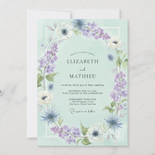 Invitación Boda Floral Romance Sereno Menta
