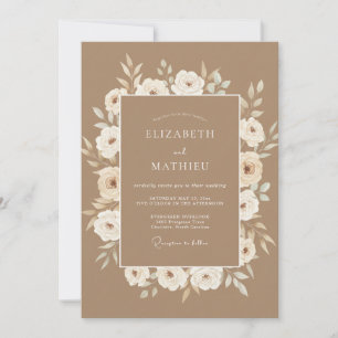 Invitación Boda Floral Romance Tan Cream