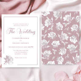 Invitación Boda floral romántica de blanco con rubor rosa