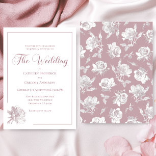 Invitación Boda floral romántica de blanco con rubor rosa