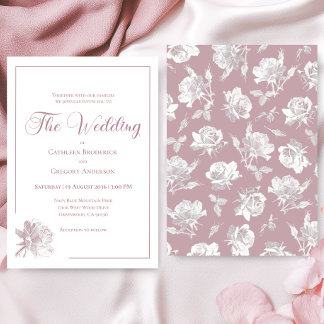 Invitación Boda floral romántica de blanco con rubor rosa
