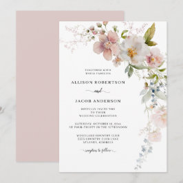 Invitación Boda floral romántica de color rosa