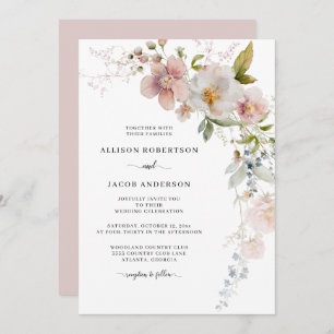 Invitación Boda floral romántica de color rosa