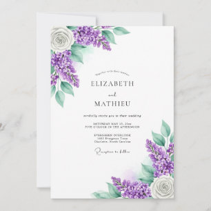 Invitación Boda floral romántica de lavanda