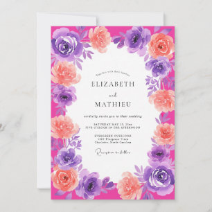 Invitación Boda floral romántica de lavanda magenta