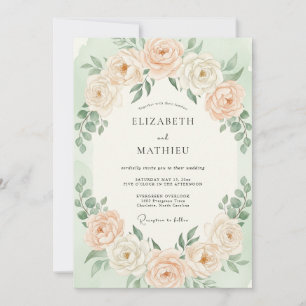 Invitación Boda floral romántica de melocotón pálido