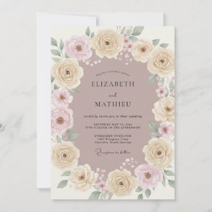 Invitación Boda Floral Romántica de Primavera Crema