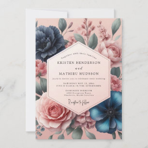 Invitación Boda floral romántica de rosa polvorienta