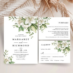 Invitación Boda floral romántica elegante de lirio blanco
