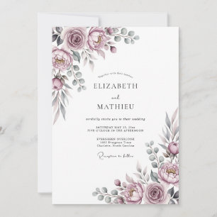 Invitación Boda floral romántica en malva