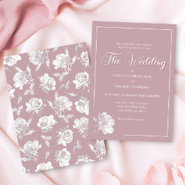 Invitación Boda floral romántica en rosa polvoriento y blanco