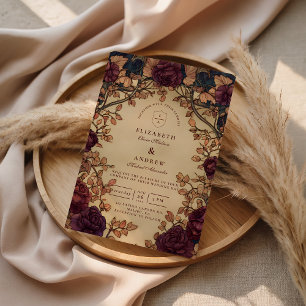 Invitación Boda floral romántica oscura