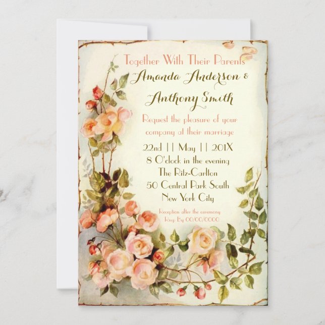 Invitación boda floral romántico (Anverso)