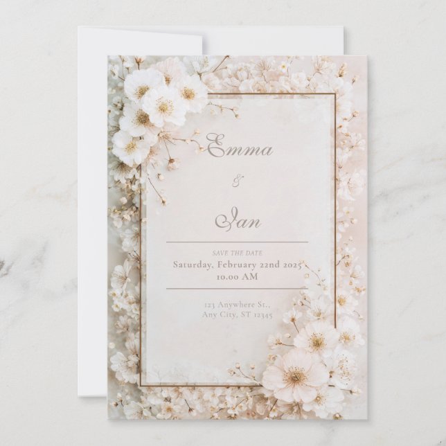 Invitación Boda floral romántico (Anverso)
