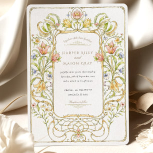 Invitación Boda floral romántico Art Nouveau