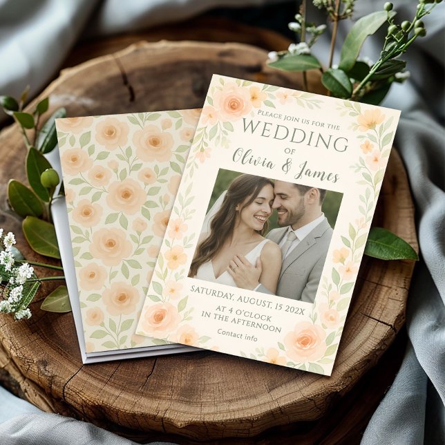 Invitación Boda floral romántico con Rosas de plumas blandas (Subido por el creador)