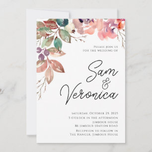 Invitación Boda floral romántico de color de agua malva de Ru