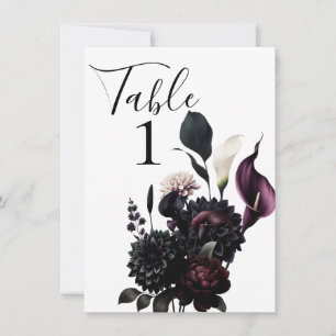 Invitación Boda floral romántico moreno oscuro Número de tabl