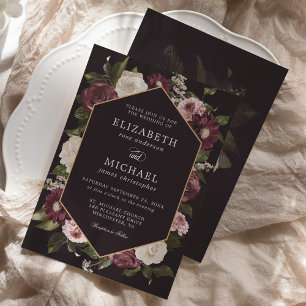 Invitación Boda floral romántico oscuro