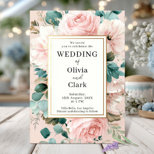 Invitación Boda Floral Romántico Pastel