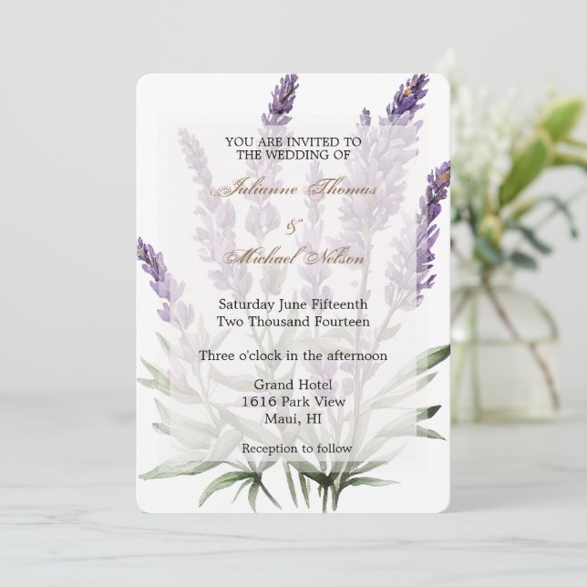 Invitación Boda floral Romántico Purple Lavender (Anverso de pie)