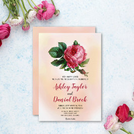 Invitación Boda floral romántico rosa rosa color de agua