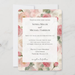 Invitación Boda floral romántico Rubor rosa Roses