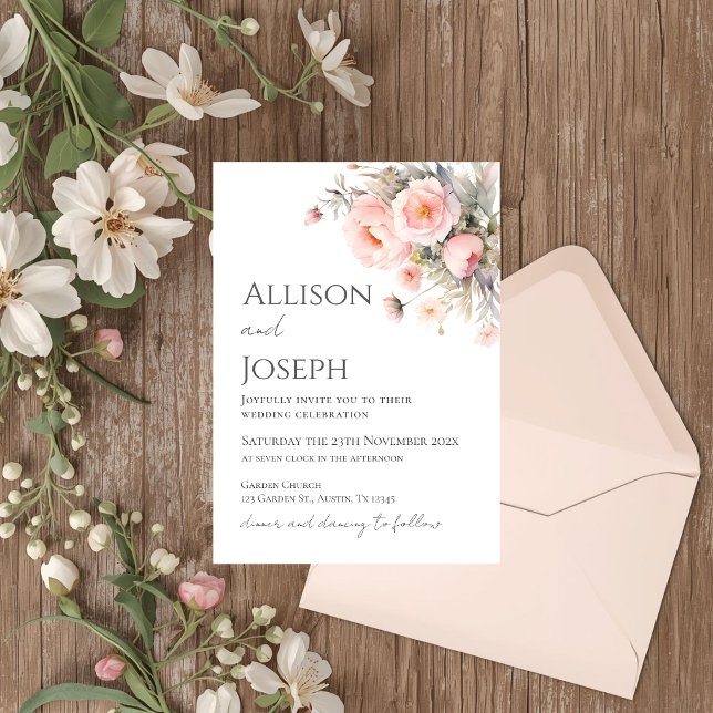Invitación Boda floral rosa (Subido por el creador)