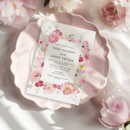 Invitación Boda floral rosa