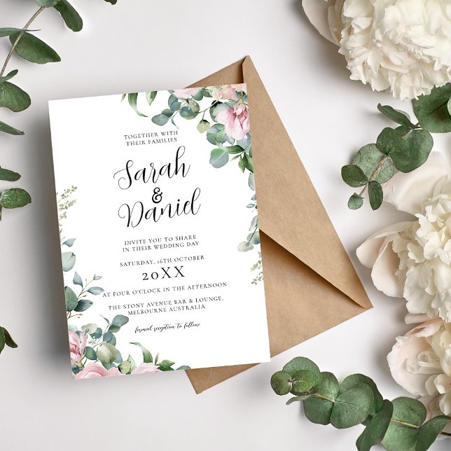 Invitación Boda floral rosa acuarela (Subido por el creador)