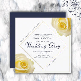 Invitación Boda floral rosa amarillo moderno