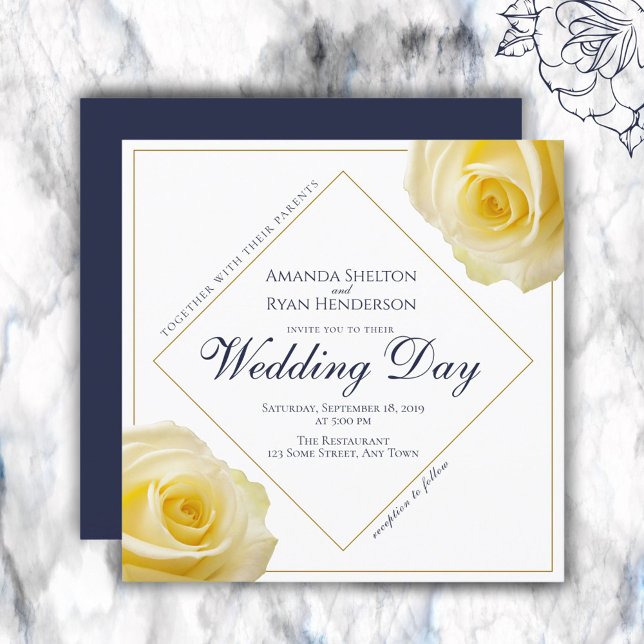 Invitación Boda floral rosa amarillo moderno (Subido por el creador)