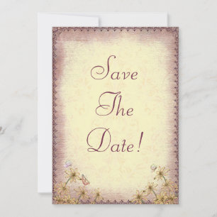 Invitación Boda Floral Rosa Antiguo  Salva La Fecha