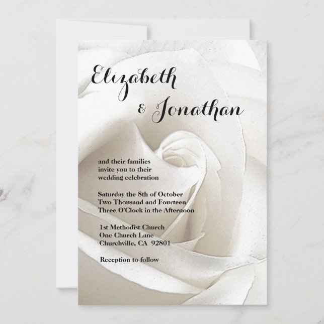 Invitación Boda Floral Rosa Blanca (Anverso)